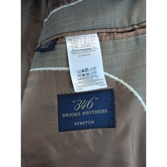 Brooks Brothers "346" Sport Coat Mens 42R Brown Wool Stretch Fit Jacket - Picture 11 of 16